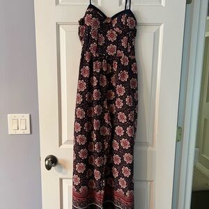 Floral Navy and Pink Pant Romper